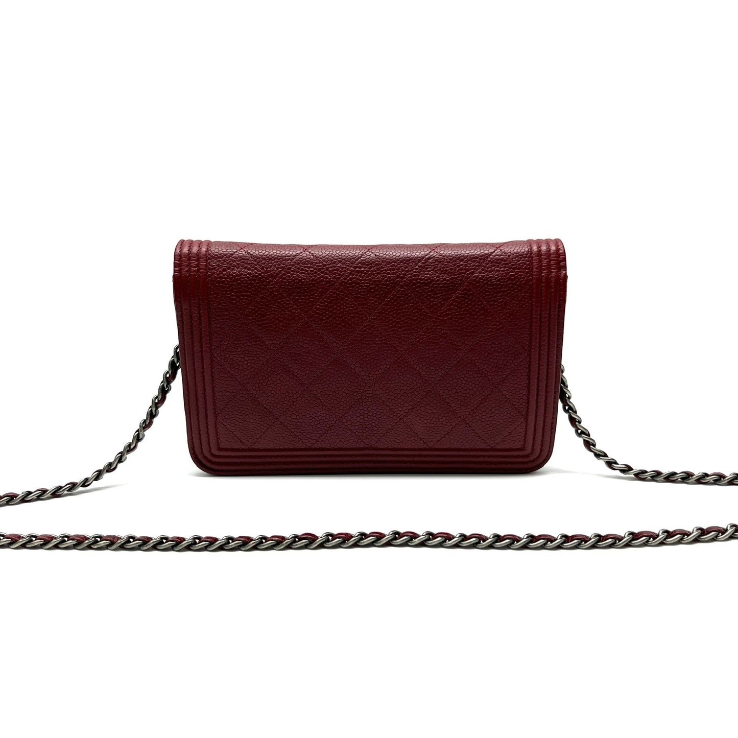 Chanel on Boy Half Flap Caviar Red Leather Wallet Case