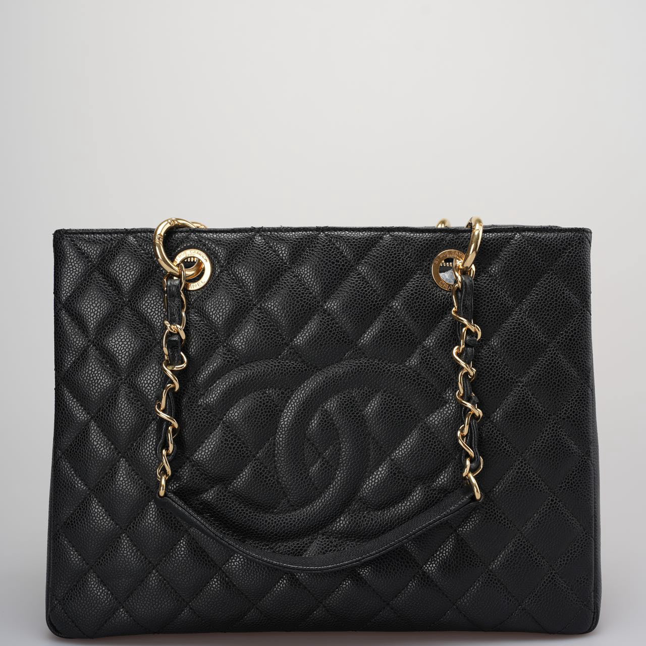 Chanel GST Black Bag in Cavier Leather with  Gold Hardware from 2014