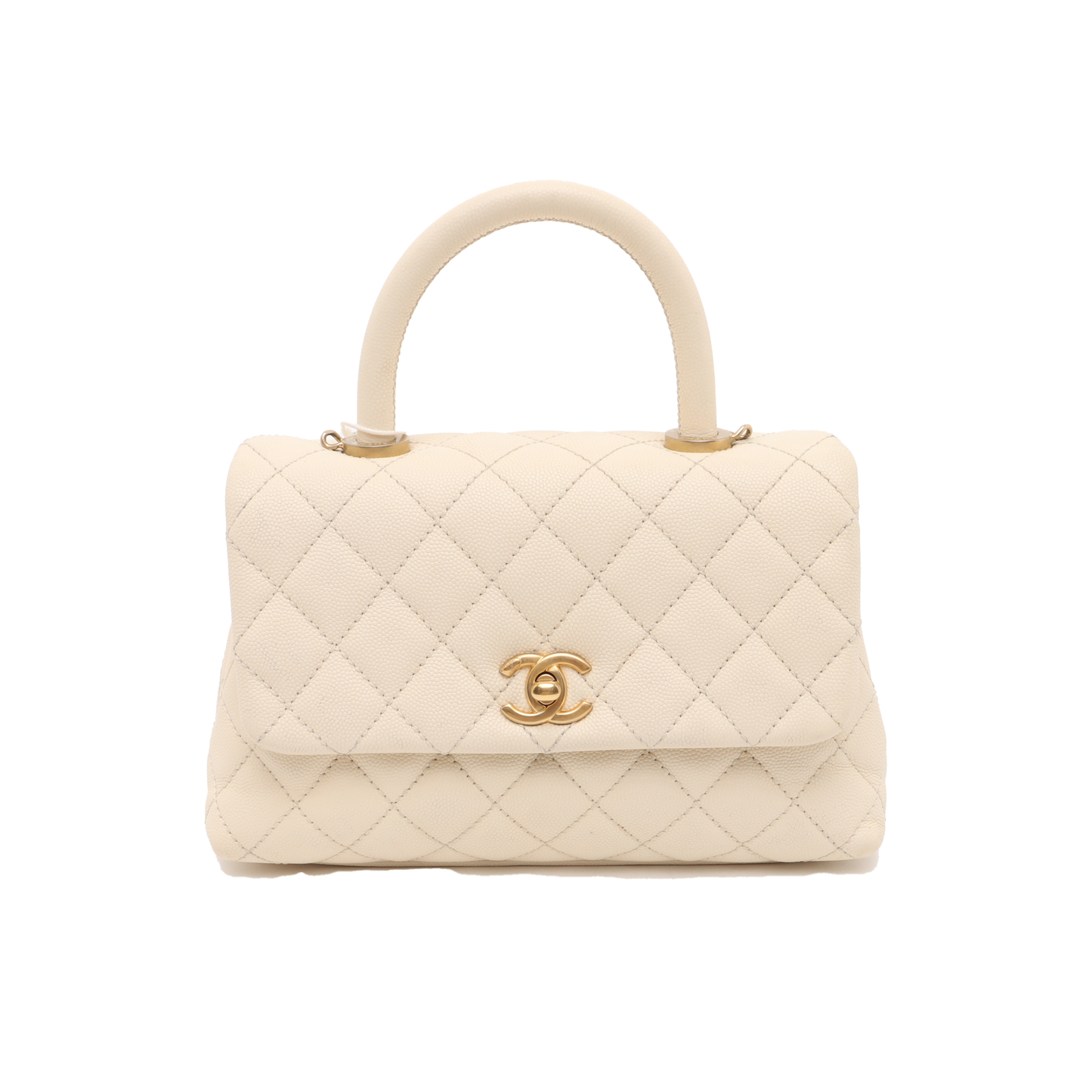 Chanel Coco Handle Caviar Hardware Gold Beige Small Leather Handbag