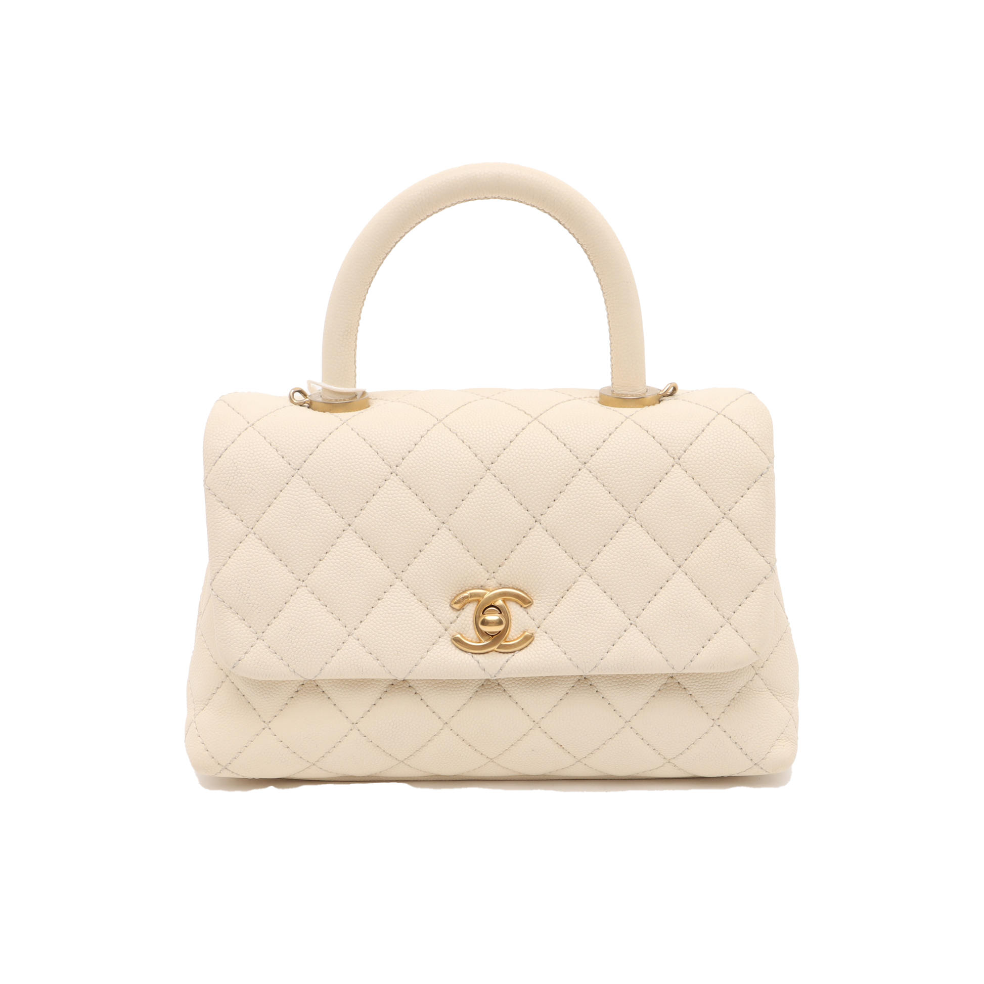 Chanel Coco Handle Caviar Hardware Gold Beige Small Leather Handbag