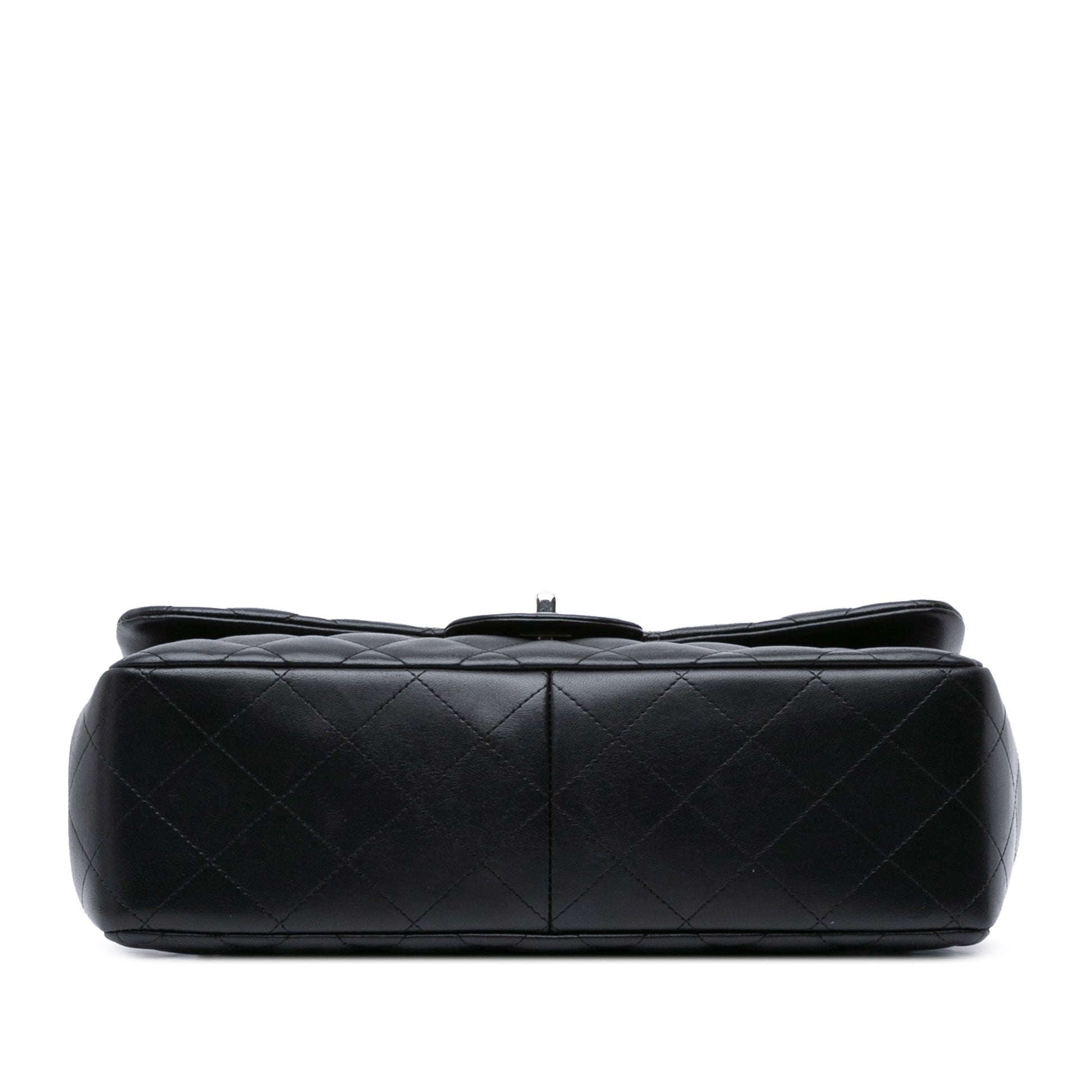 Black Chanel Jumbo Classic Lambskin Double Flap Shoulder Bag