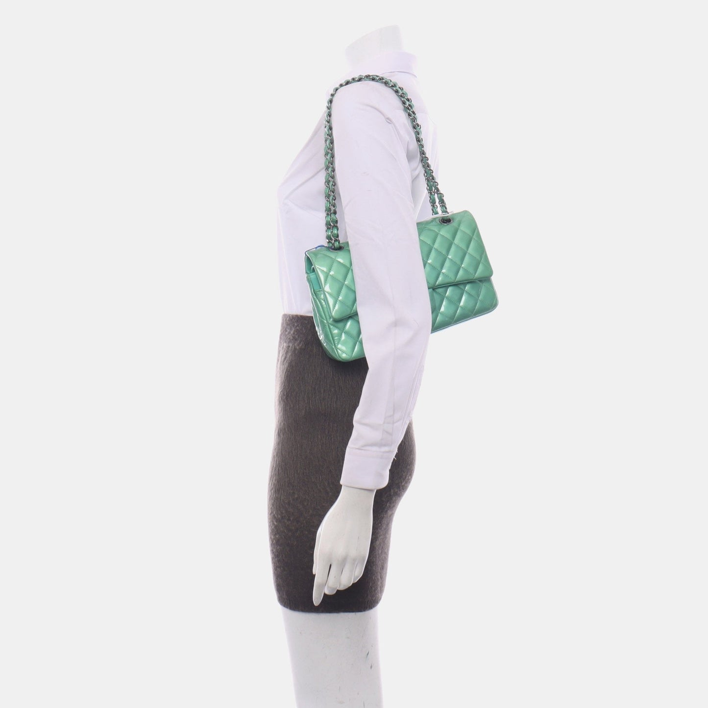 Chanel Classic Flap Mint Patent Green Leather Handbag