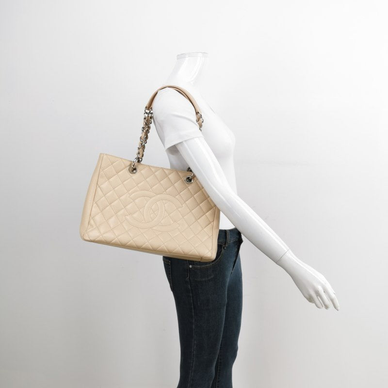 Chanel GST Grand Shopping Caviar Beige PM Leather Tote Bag Leather Pm