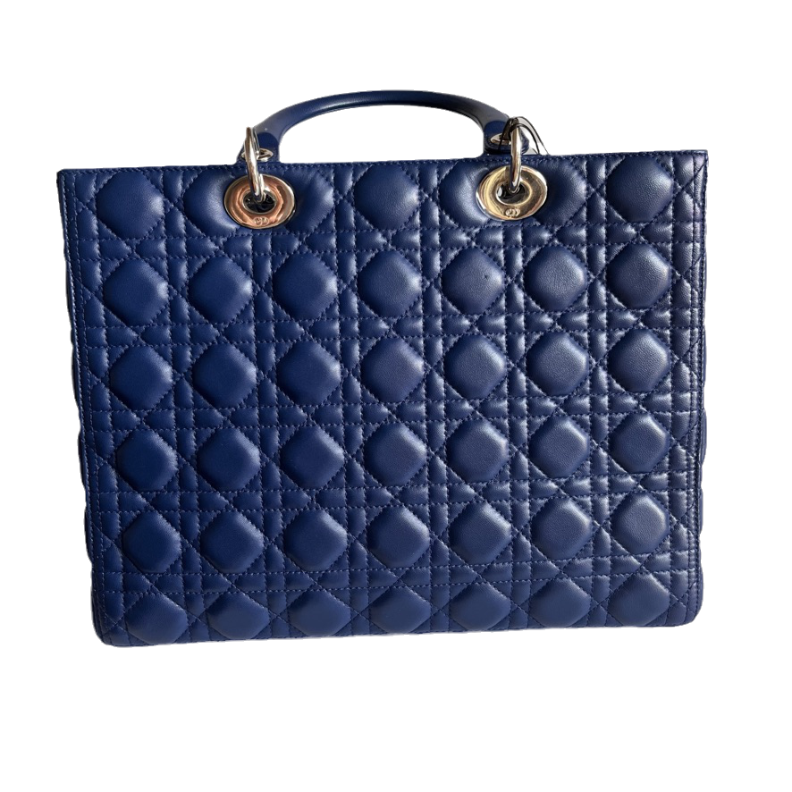 Dior Lady Bag Navy Lambskin Cannage Leather Large Travel Bag