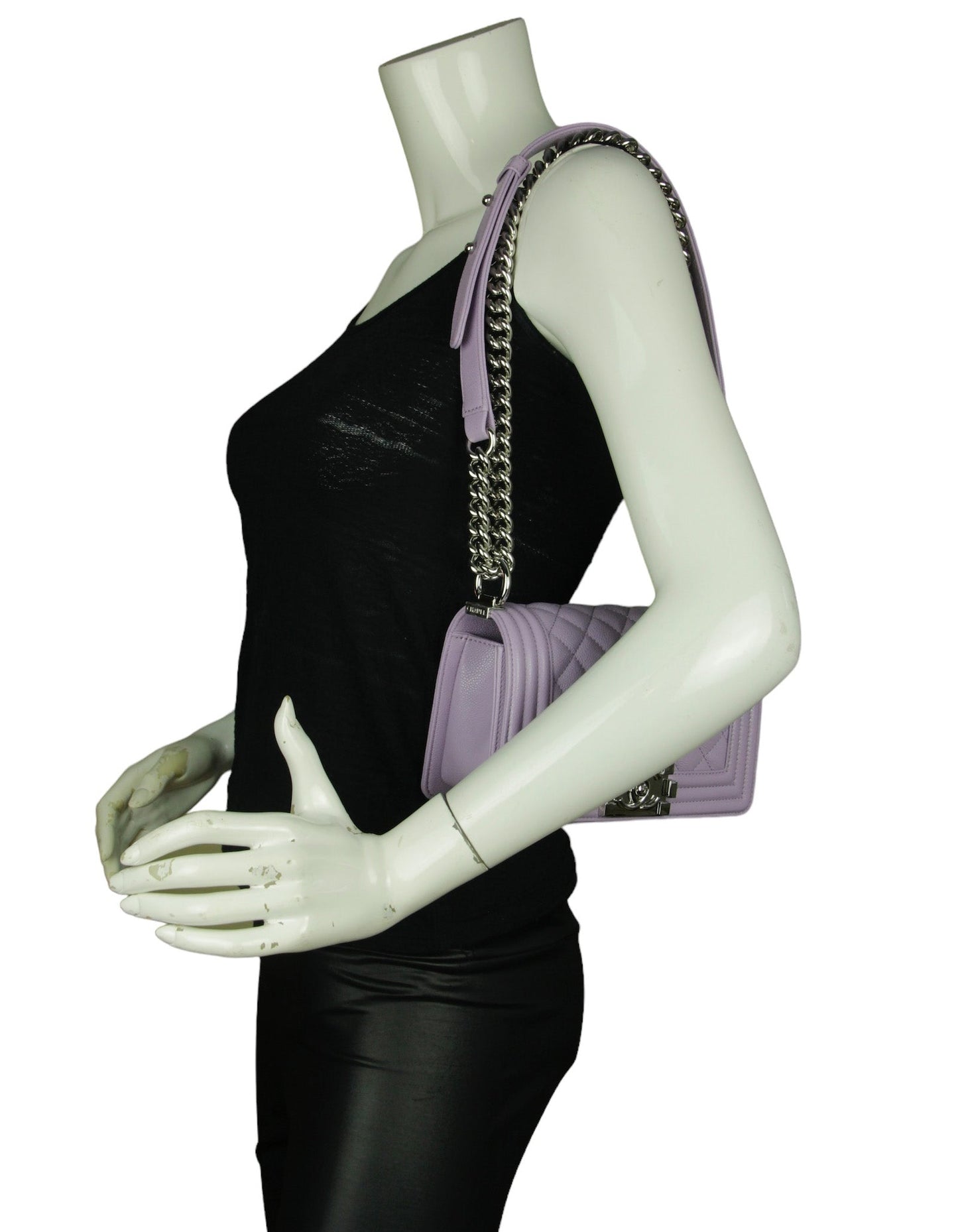 Chanel Purple Caviar Leather Small Boy Bag