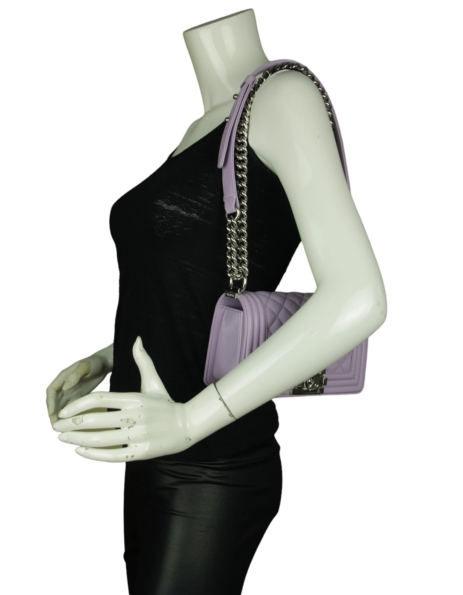 Chanel Purple Caviar Leather Small Boy Bag