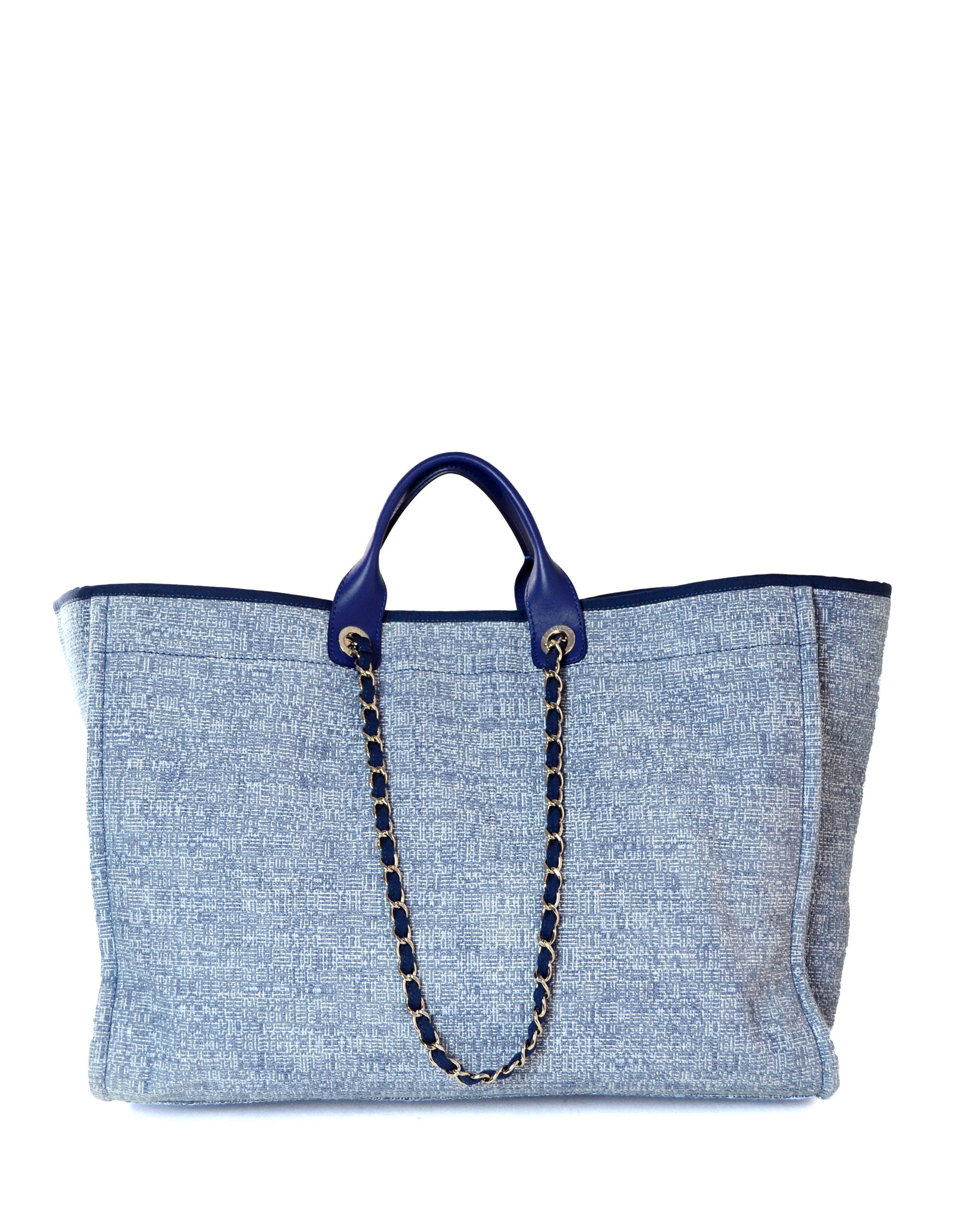 Chanel Blue & Glitter Canvas Xl Deauville Tote Bag