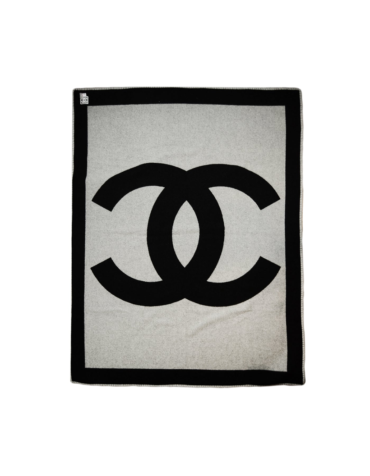 Chanel Black Grey Merino Wool & Cashmere Cc Throw Blanket Bag