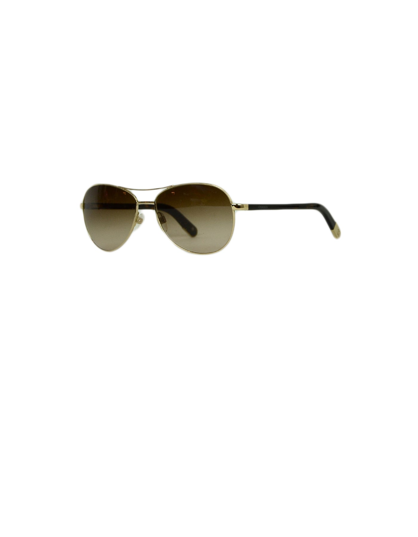 Chanel Brown Gold Aviator Sunglasses Bag