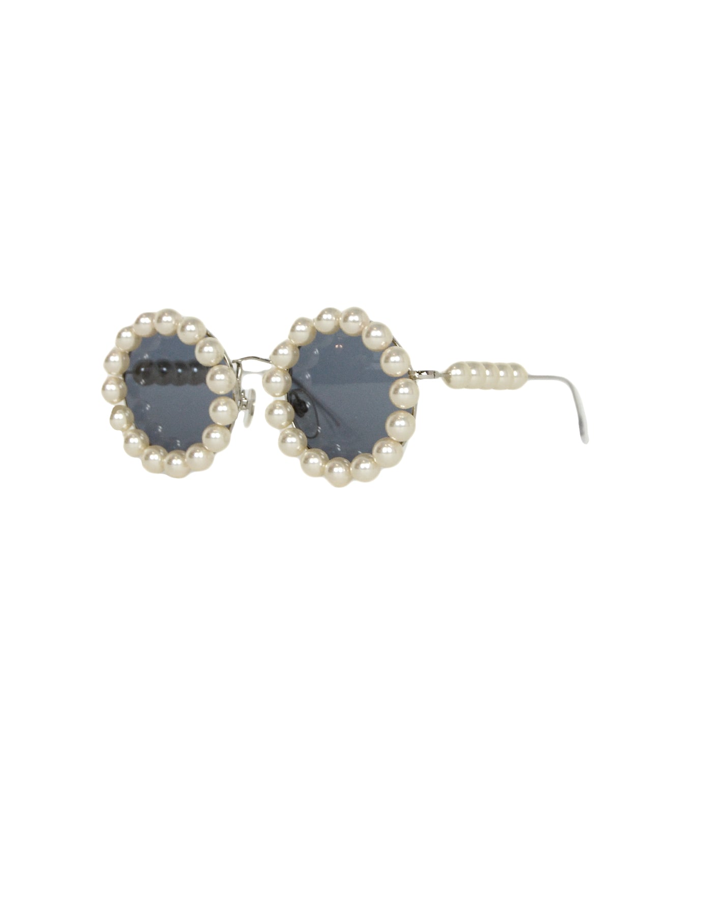 Chanel '90s Runway Round Pearl Framed Sunglasses