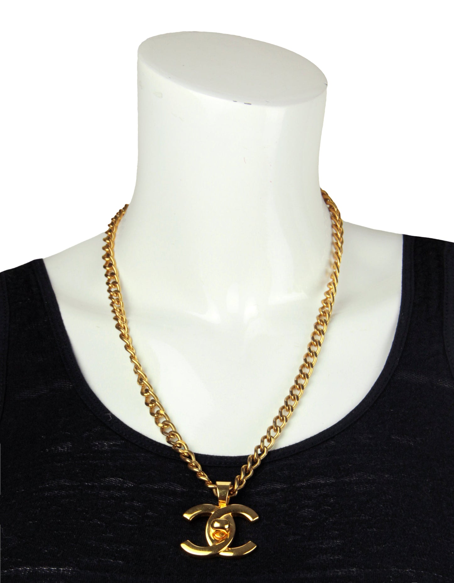 Chanel '90s   Goldtone CC Twistlock 22" Necklace