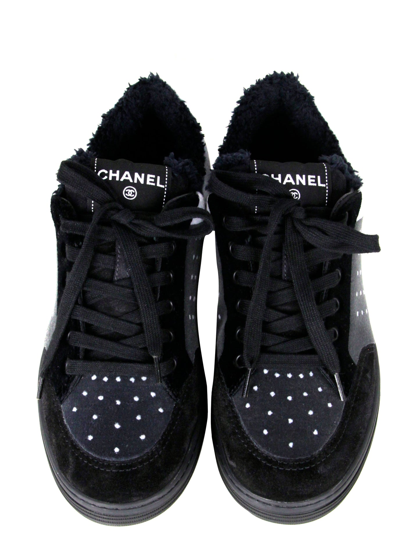 Chanel 2021 Grey/Black Velvet Sneakers sz 38