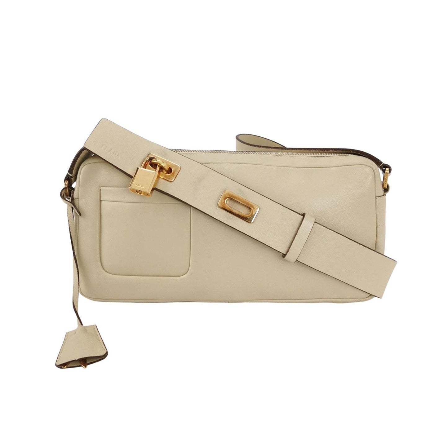 Prada East West Camera Bag Cream Lambskin With Leather White Travel Bag