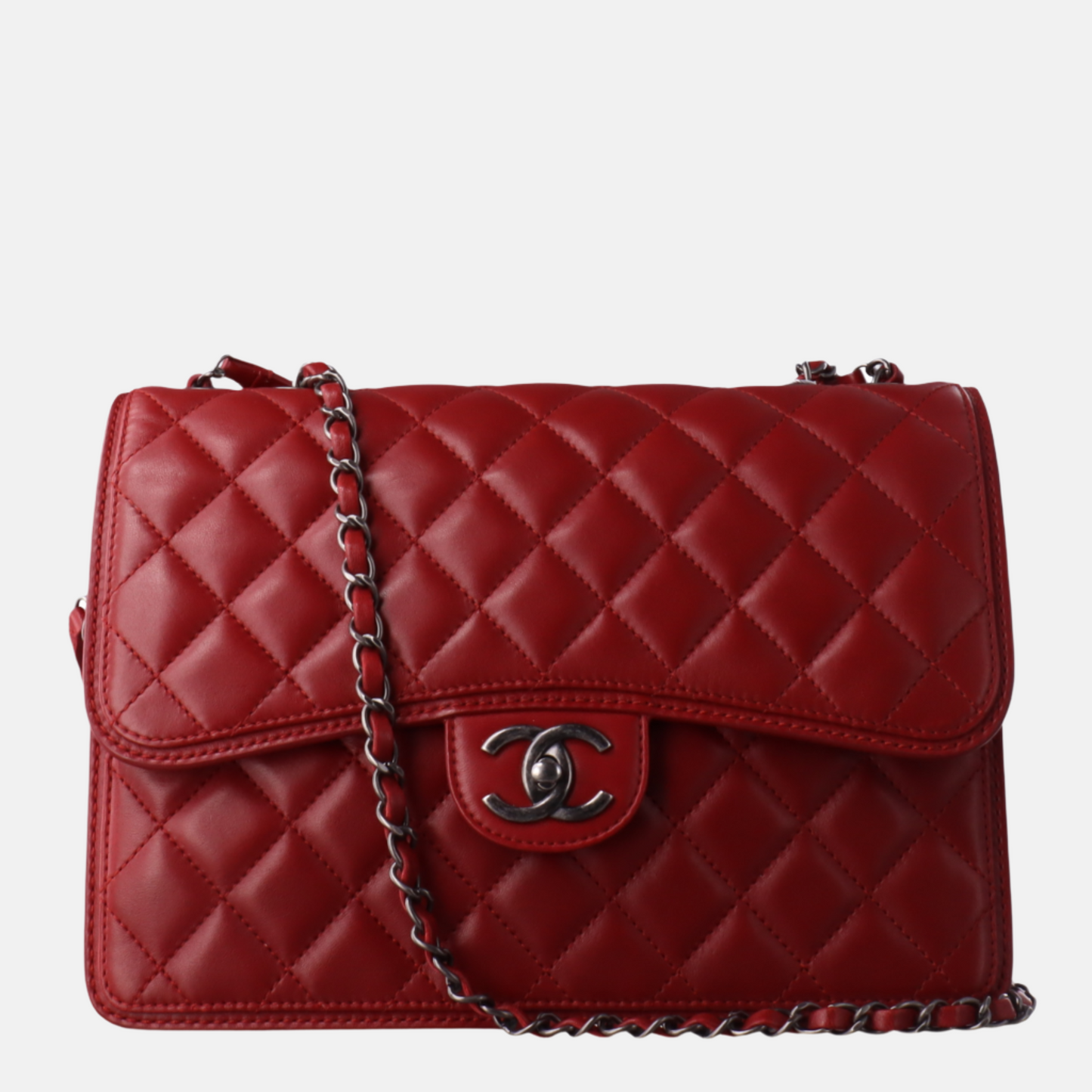 Chanel Classic Flap Jumbo Calfskin Red Leather Handbag