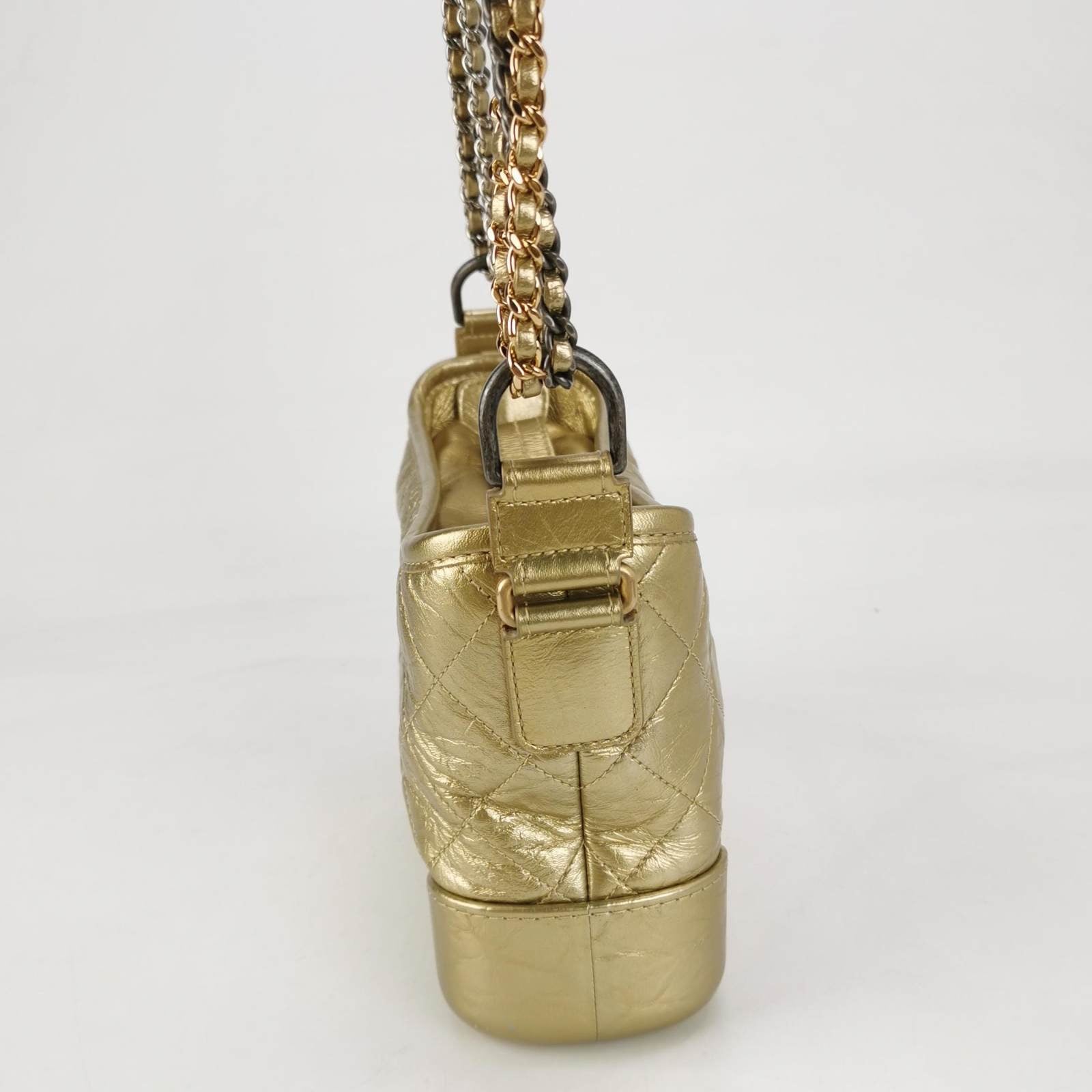 Chanel Gabrielle Hobo Gold Small Leather Crossbody Bag