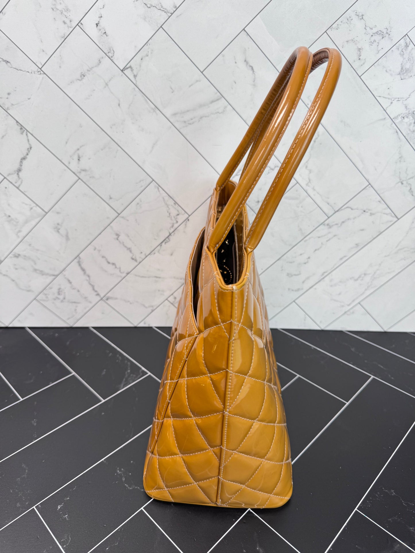 Chanel Gold Patent Leather Shoulder Bag