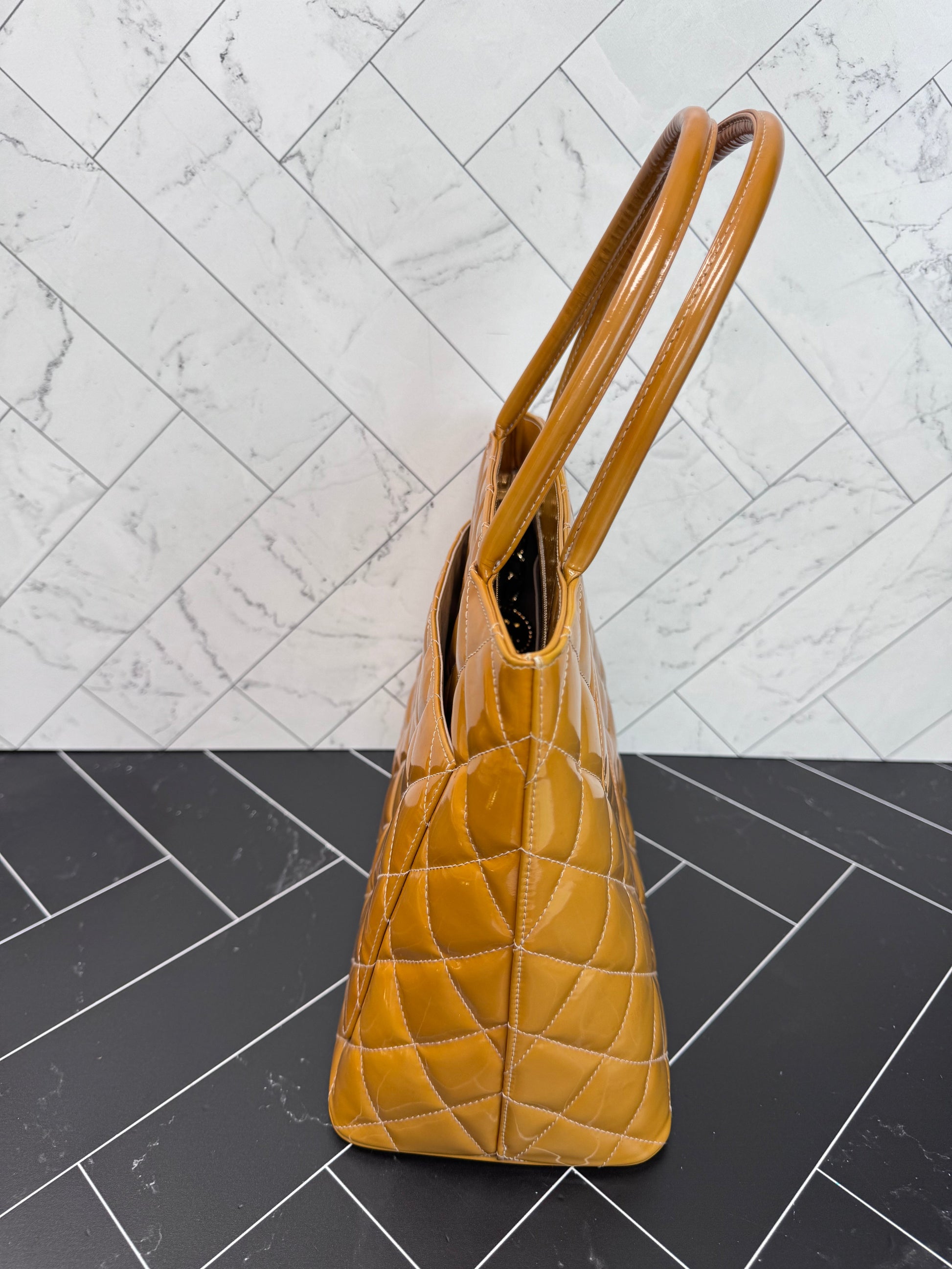 Chanel Gold Patent Leather Shoulder Bag