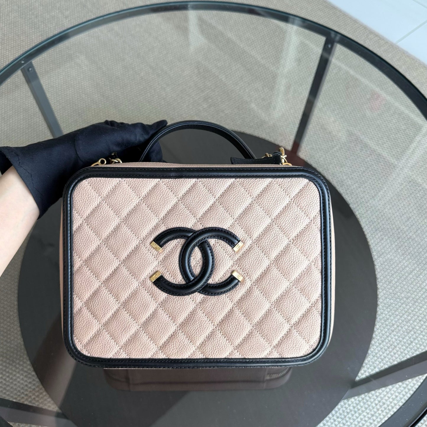 Chanel Camera Filigree Box Bag Large - Caviar Quilted Black Handbag