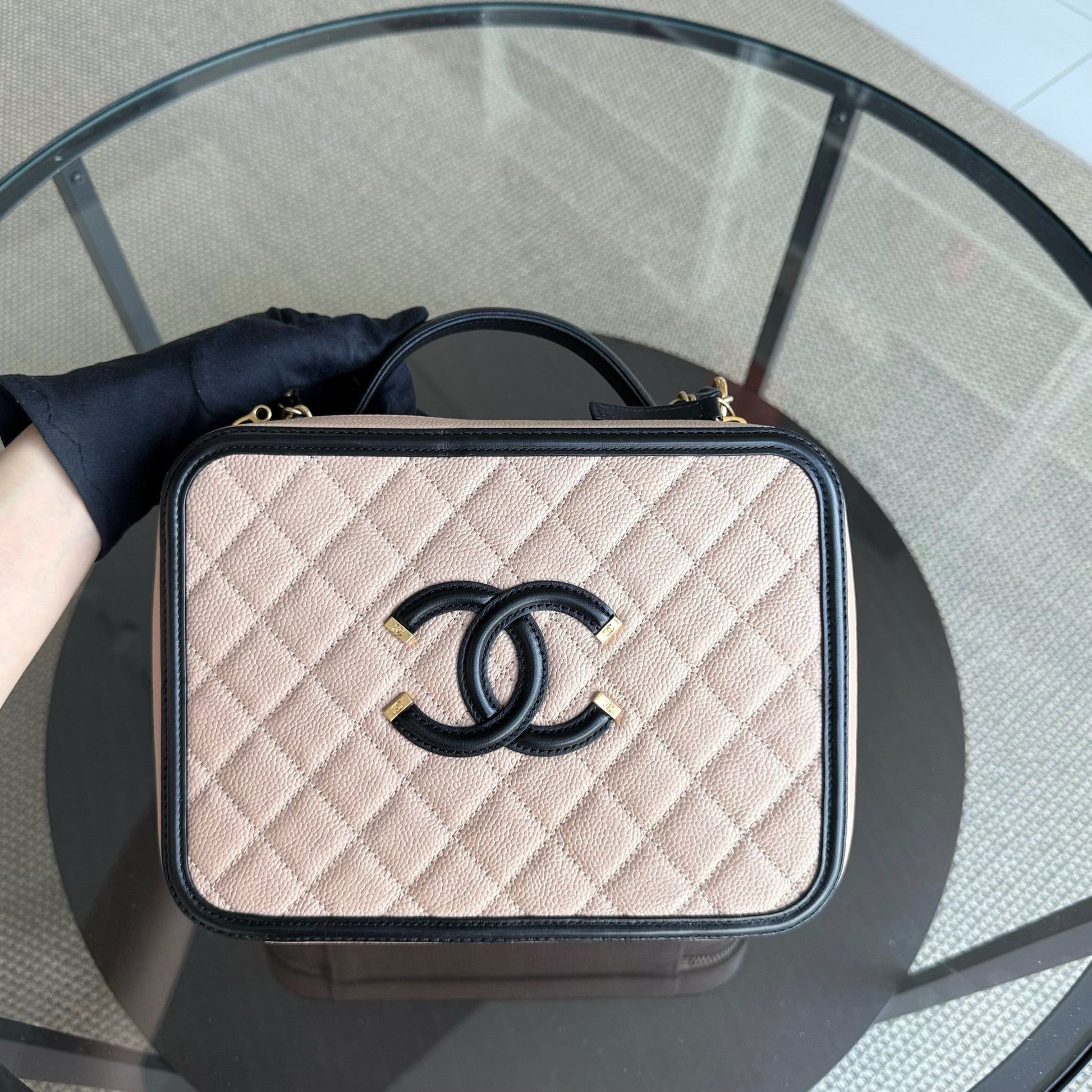 Chanel Camera Filigree Box Bag Large - Caviar Quilted Black Handbag