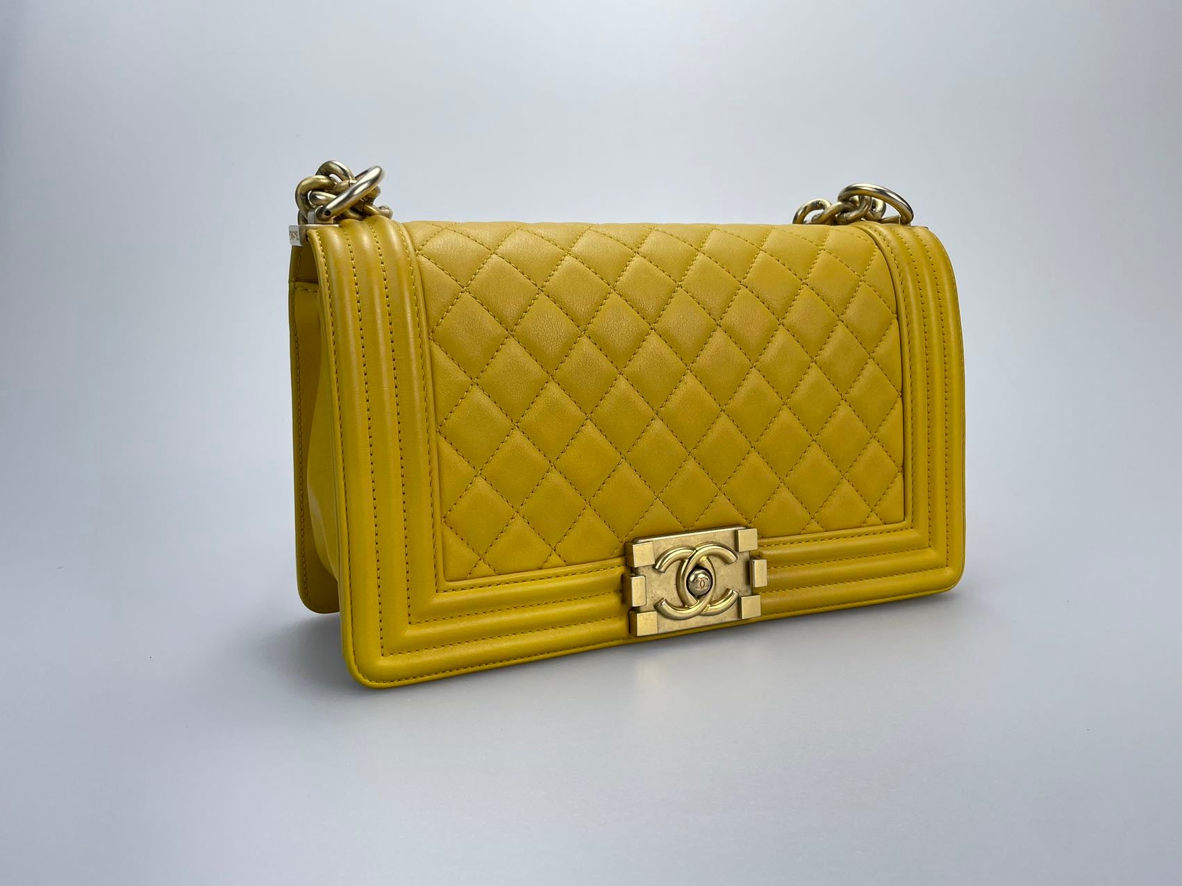 Chanel Leboy Medium in Lemon Yellow Bag with Gold Hardware