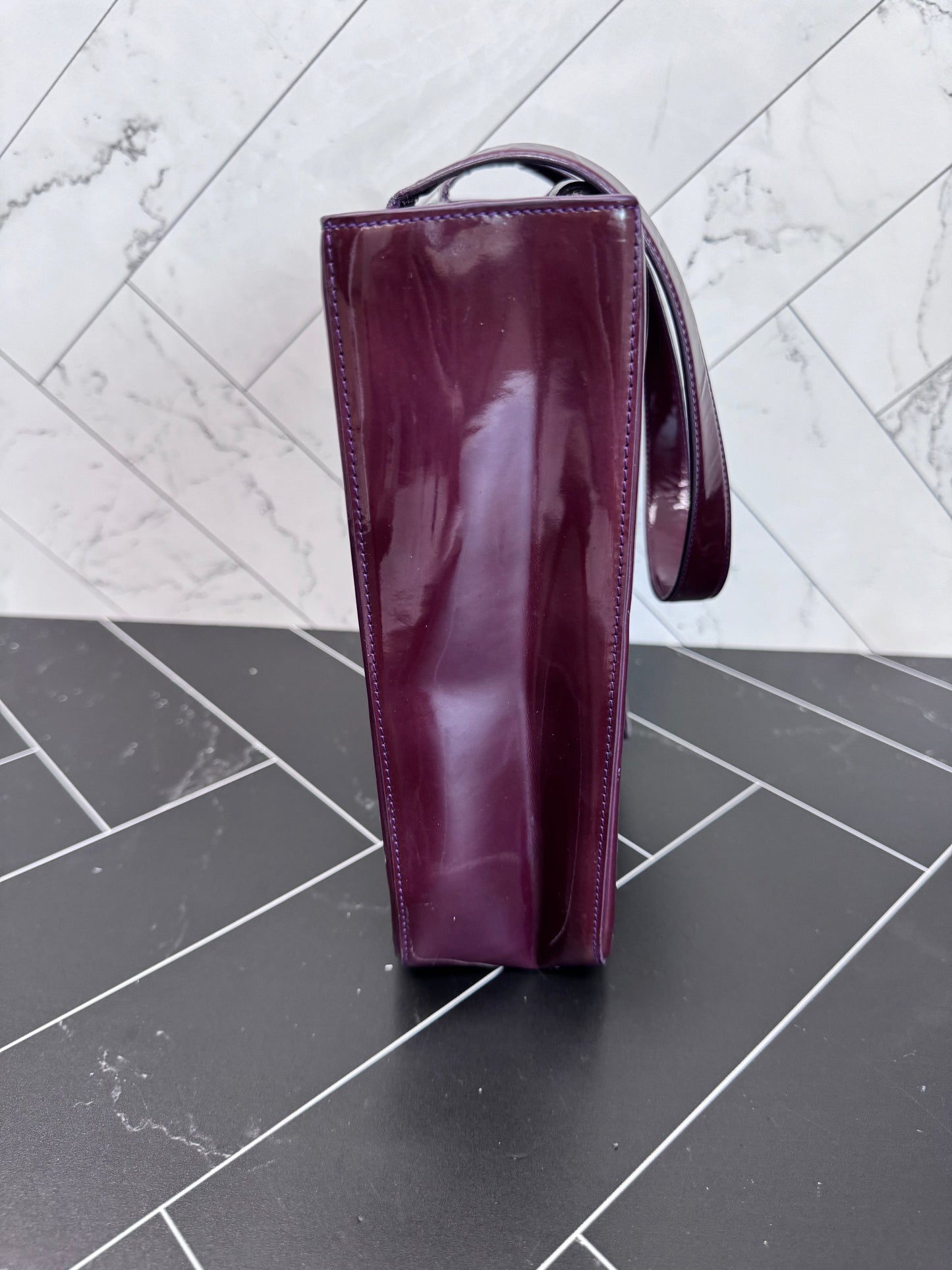 Chanel Plum Patent Leather Shoulder Bag