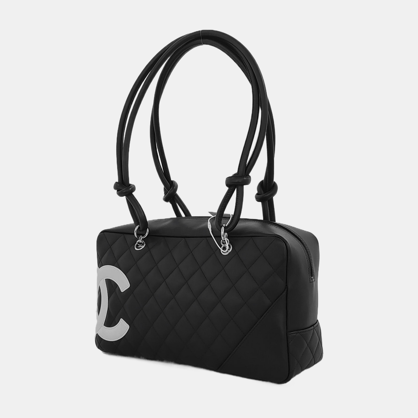 Chanel Cambon Calfskin Double Black Leather Shoulder Bag