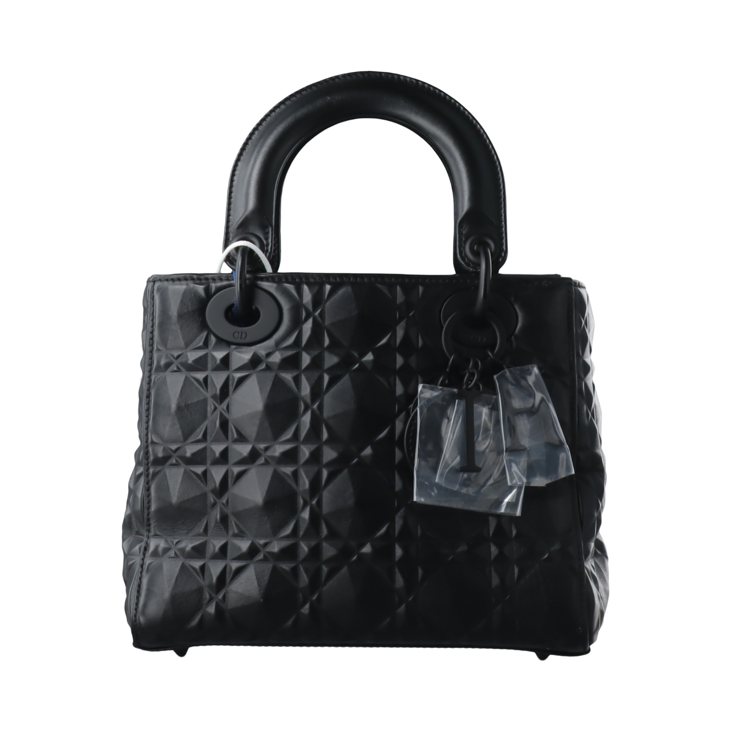 Dior Lady My Abc So Diamond Motif Caflskin Leather Black Travel Bag