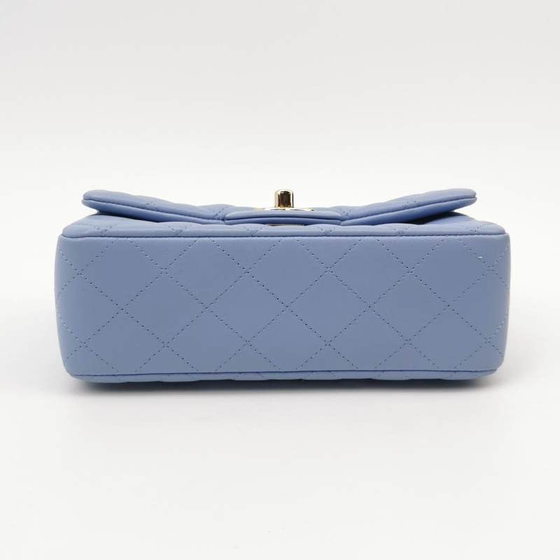 Chanel Classic Flap Rectangular Pale Lambskin Blue Mini Bag