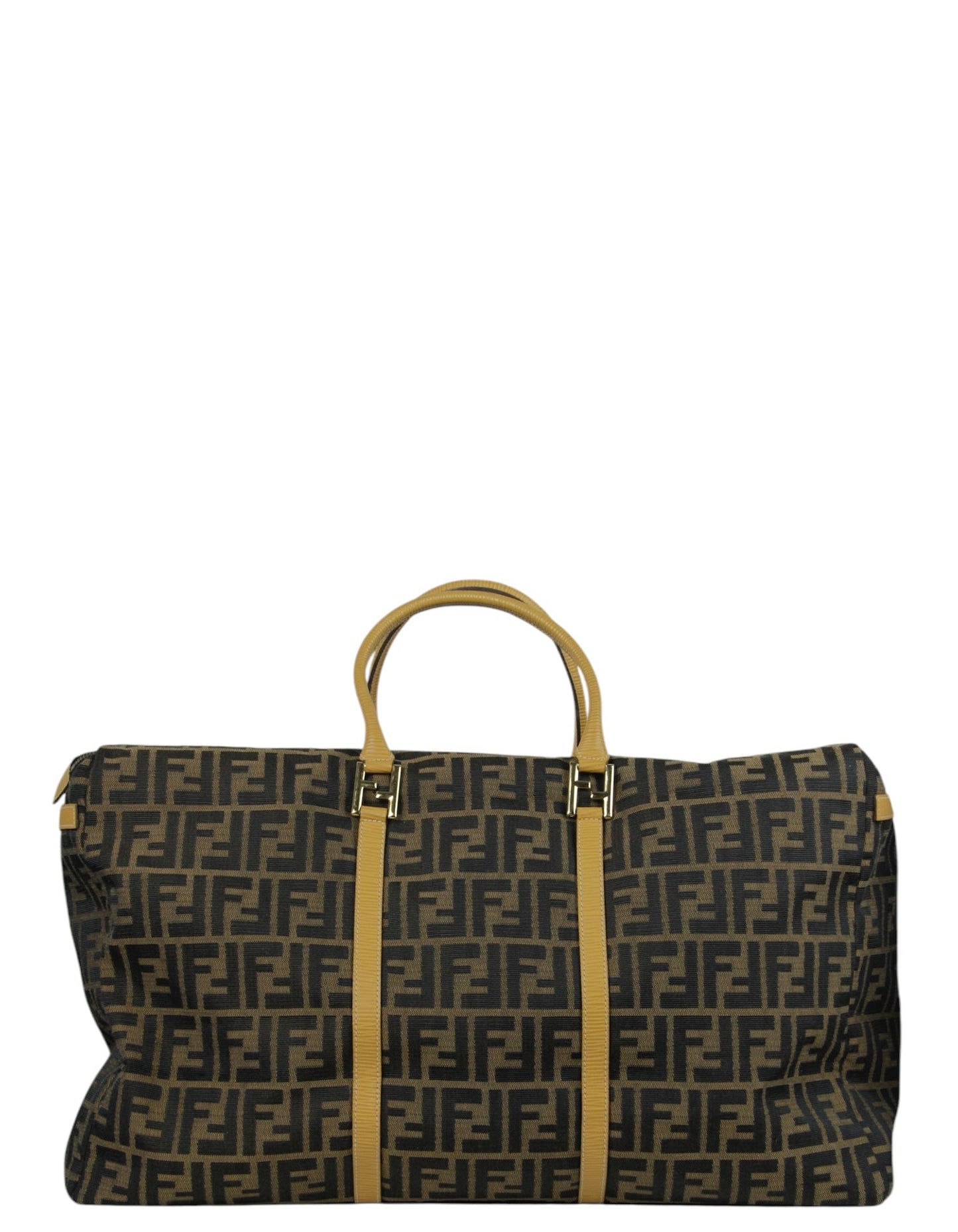 Fendi Handbag Zucca Duffle Bag Leather Canvas Monogram Travel Bag