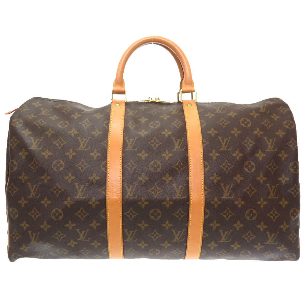 Louis Vuitton Boston Duffel M41426 Keepall 50 Monogram Canvas Brown Travel Bag 4G0083Gig5