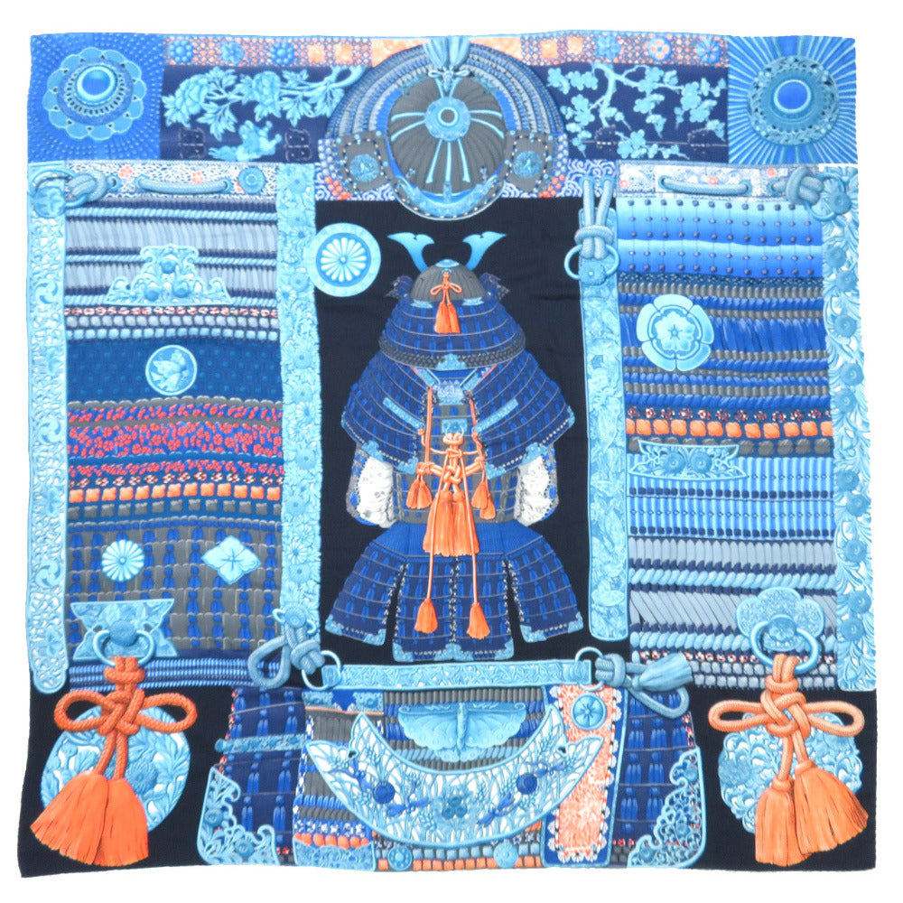 Stall Cashmere Carre Samurai Armor Helmet Parures Blue Travel Bag