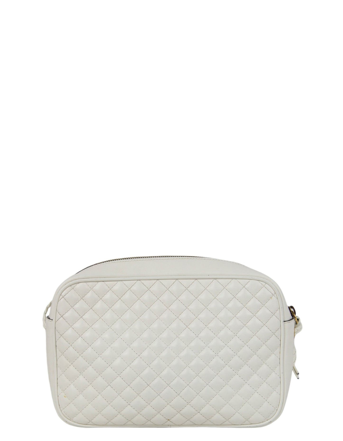 Gucci White Calfskin Web Trapuntata Small GG Shoulder Bag