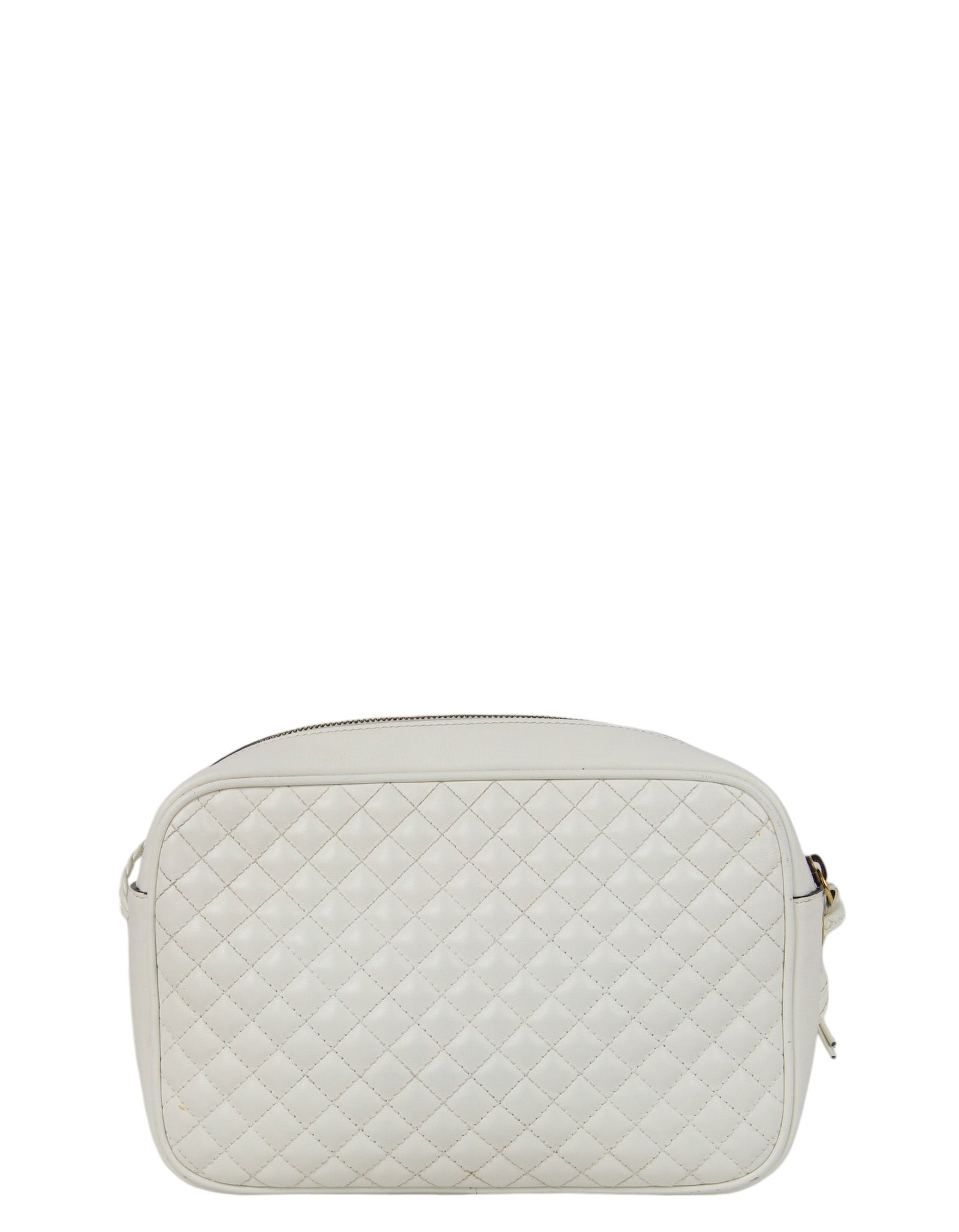 Gucci White Calfskin Web Trapuntata Small GG Shoulder Bag