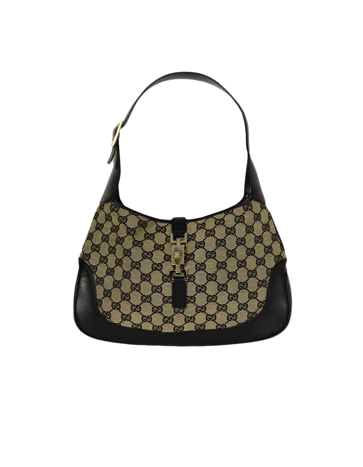 Gucci Black Monogram Canvas/Leather Jackie-O Shoulder Bag