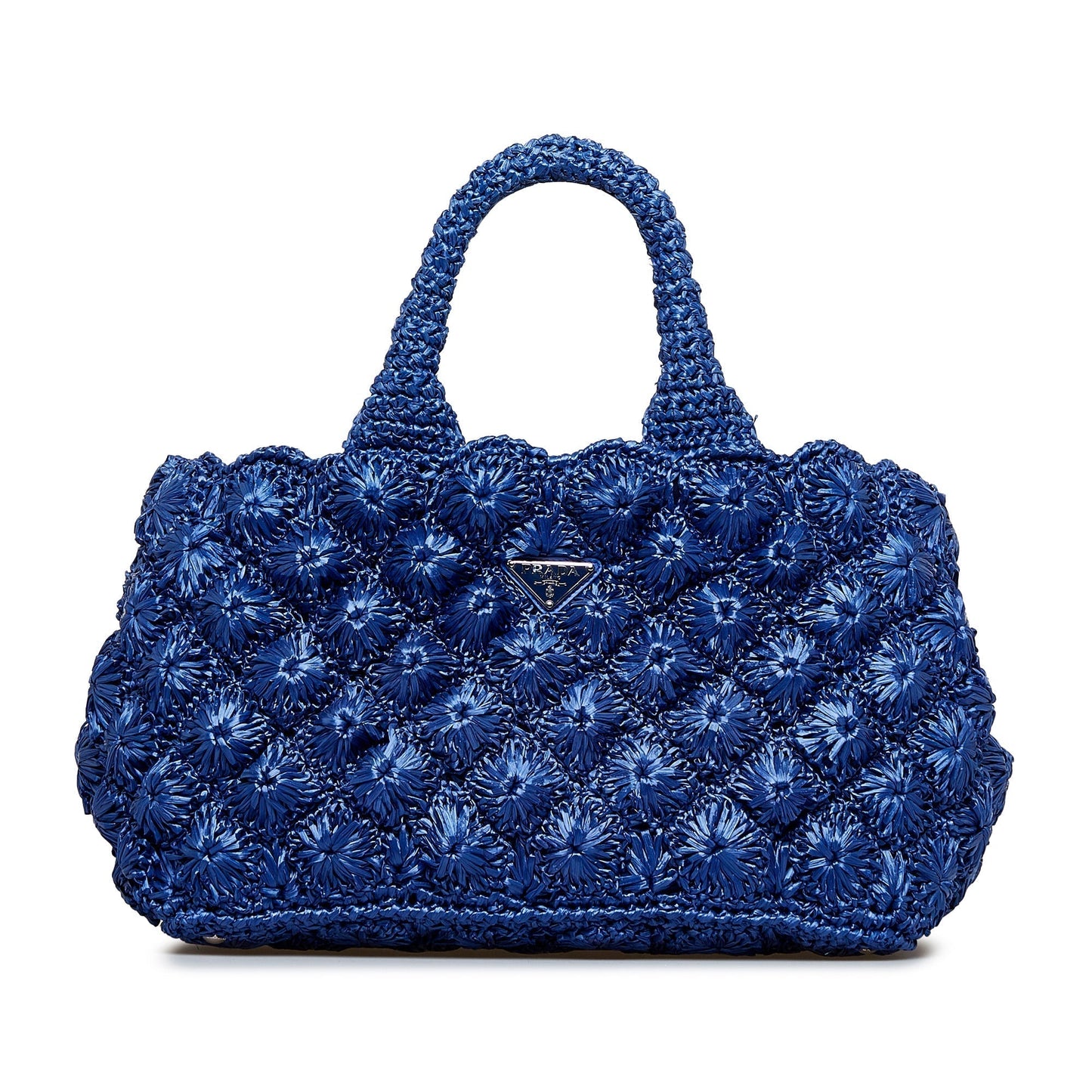 Prada Canapa Handbag Raffia Blue Travel Bag