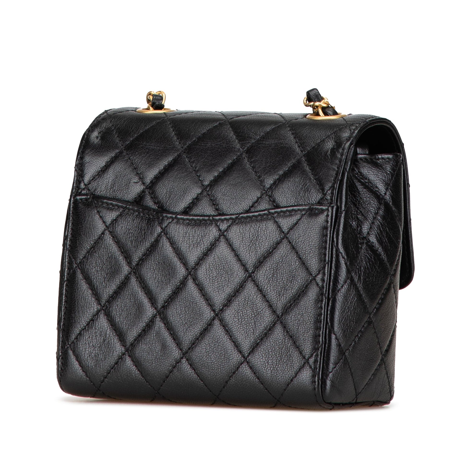 Black Chanel Mini Square Classic Goatskin Retro Flap Crossbody Bag