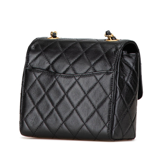 Black Chanel Mini Square Classic Goatskin Retro Flap Crossbody Bag