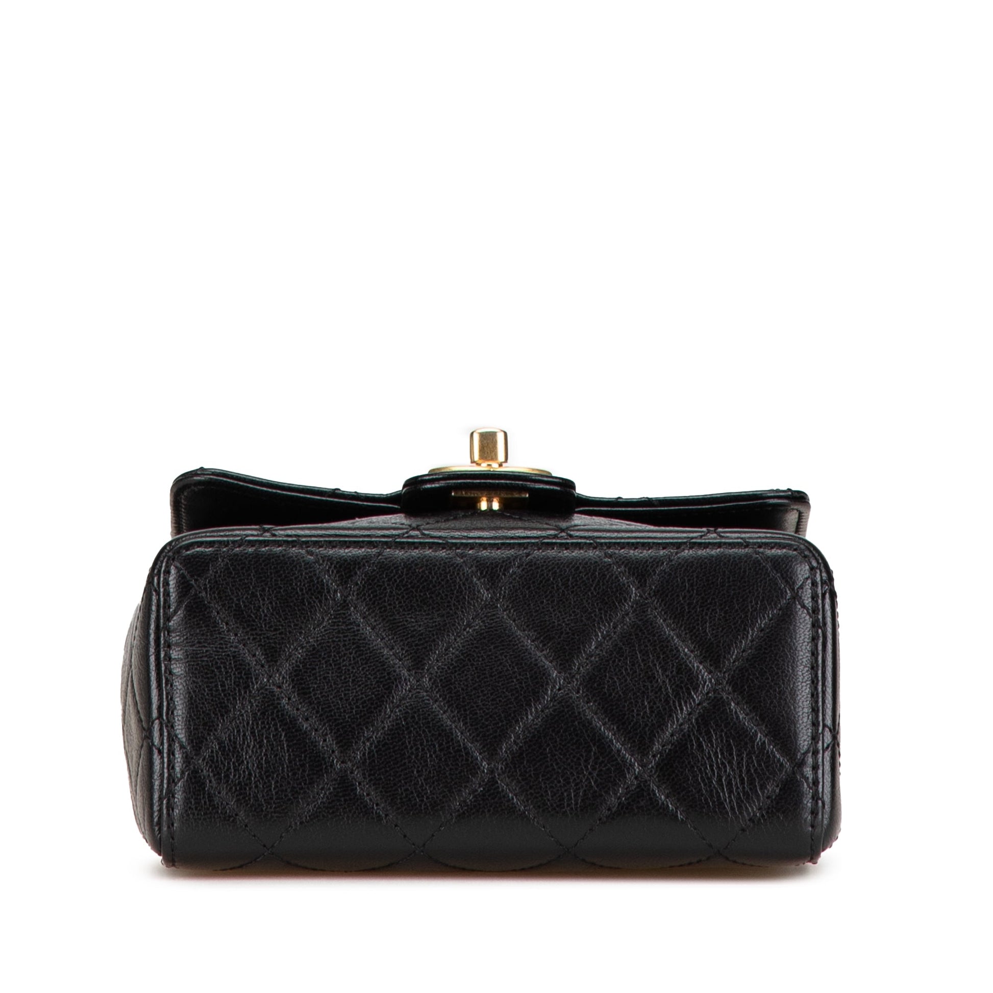 Black Chanel Mini Square Classic Goatskin Retro Flap Crossbody Bag