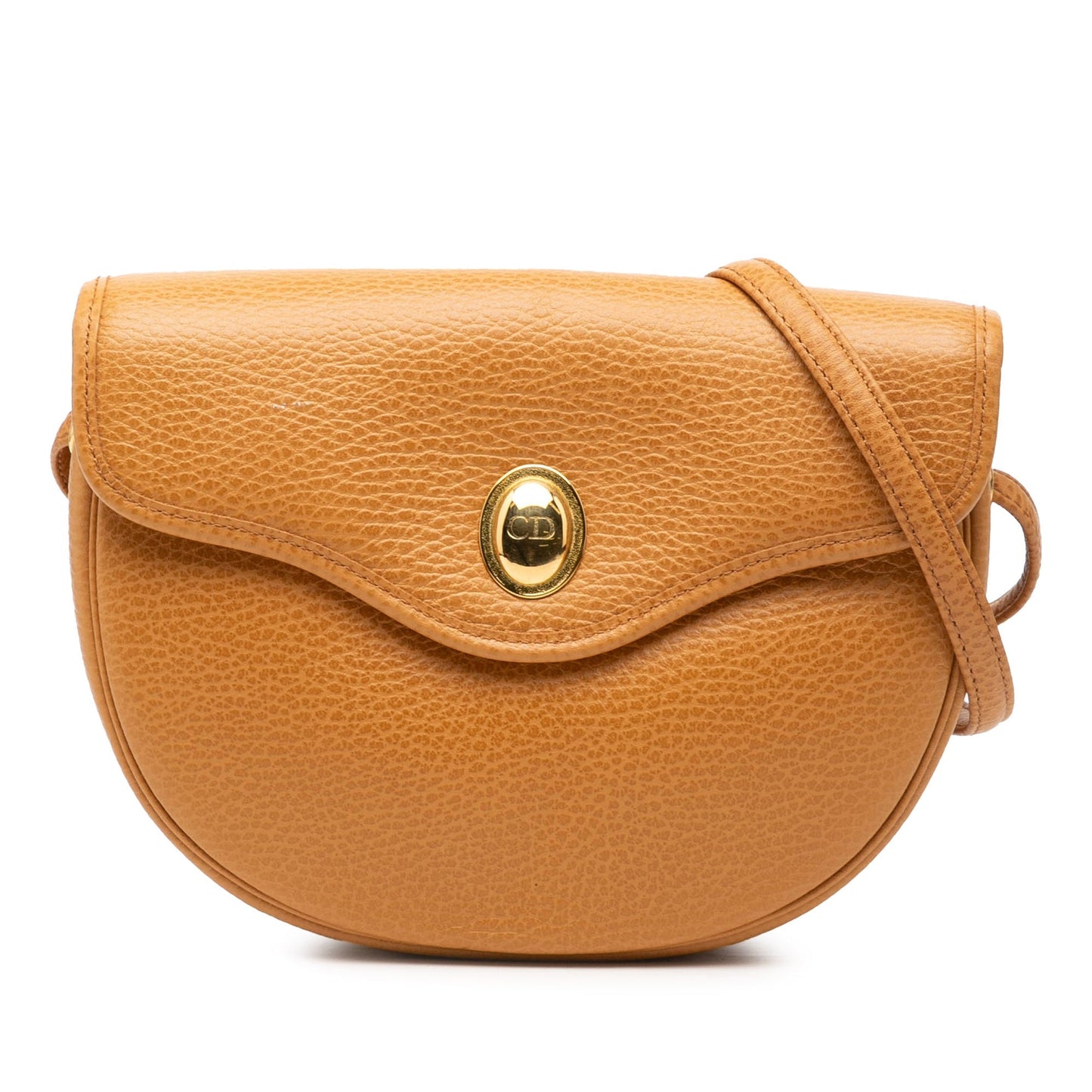 Dior Handbag Pebbled Crossbody Leather Brown Crossbody Bag