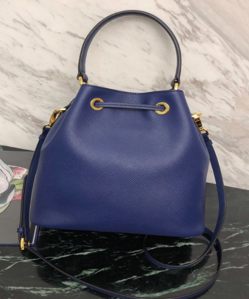 Prada Prada Saffiano Leather Bucket Bag Blue