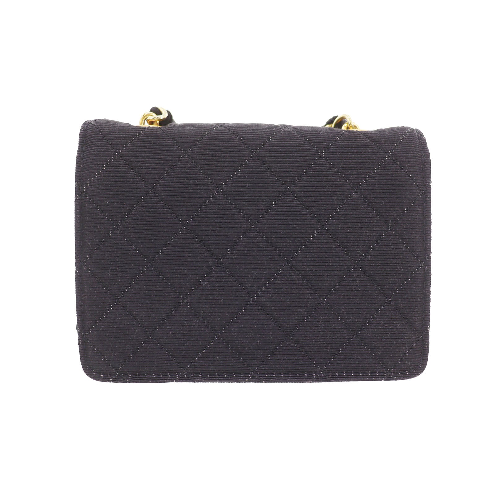 CHANEL Mini Matelasse  Shoulder Bag Black Canvas   #CN499