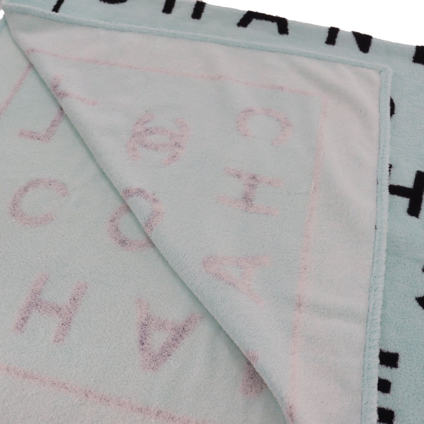 CHANEL CC Logos Large Beach Towel 100% Cotton Pile Light Blue #AH160