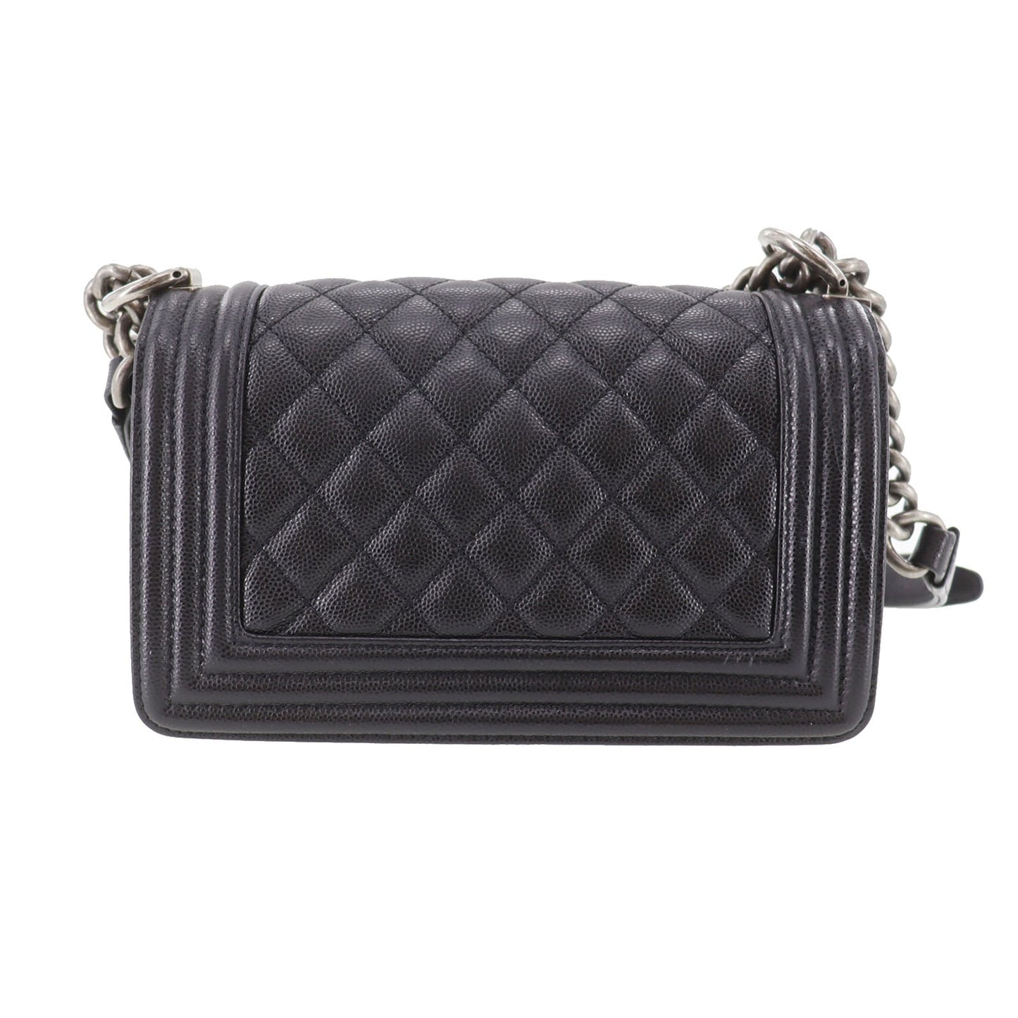 CHANEL  BOY CHANEL Shoulder Bag Black Caviar Skin Leather   #DA571