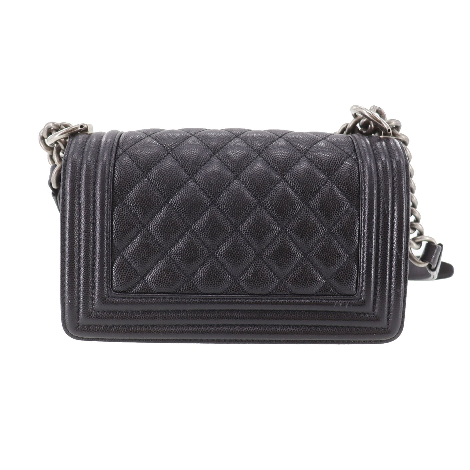 CHANEL  BOY CHANEL Shoulder Bag Black Caviar Skin Leather   #DA571