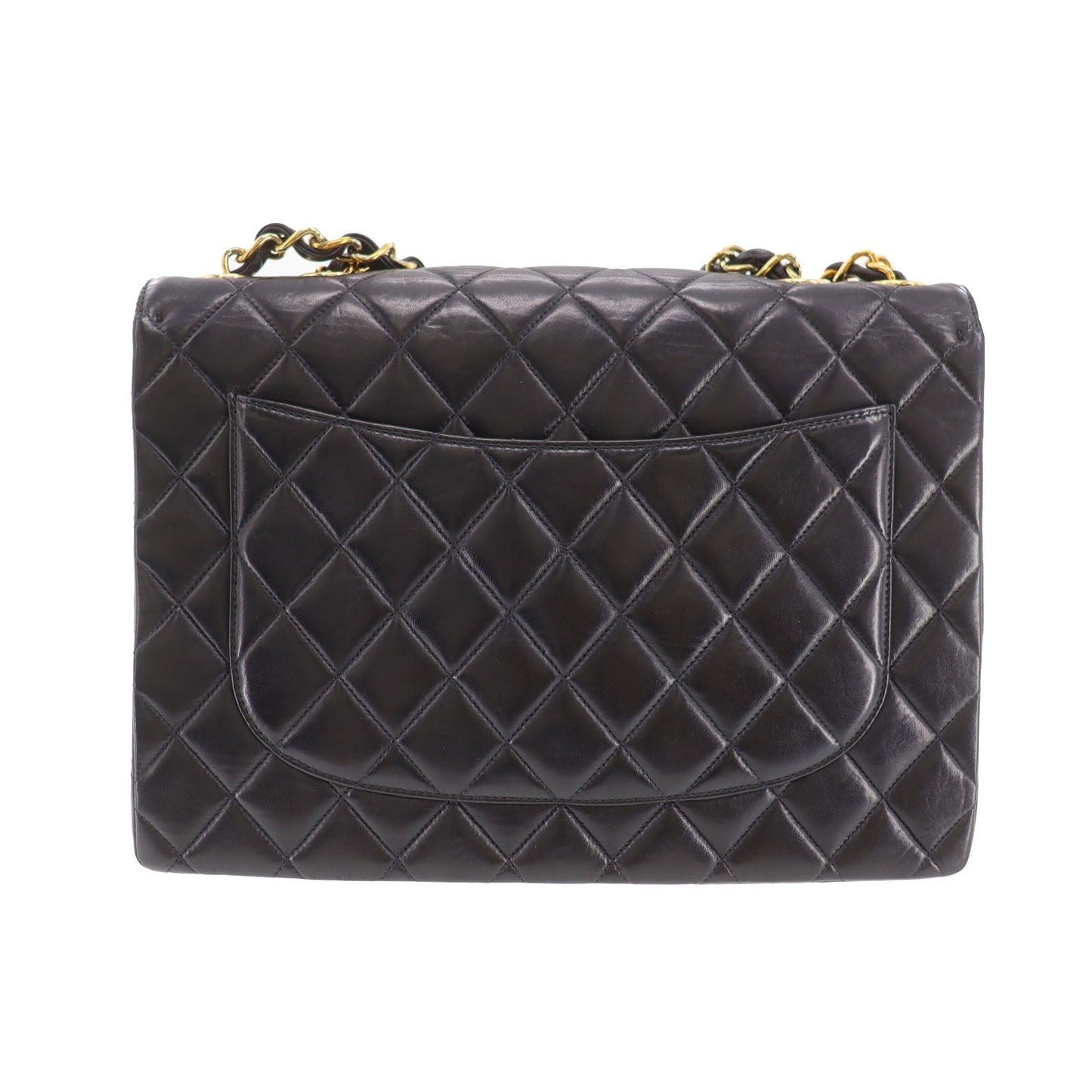 CHANEL Matelasse  Shoulder Bag Black Lambskin Leather #CX813