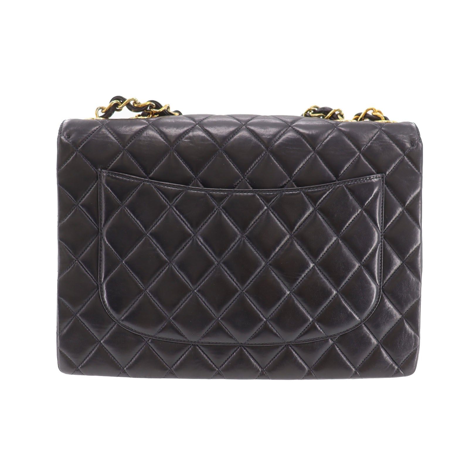 CHANEL Matelasse  Shoulder Bag Black Lambskin Leather #CX813