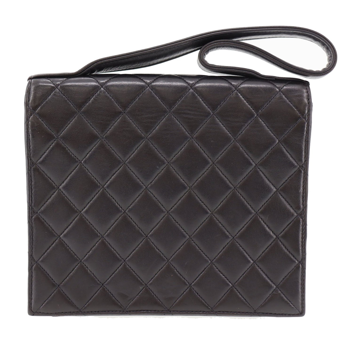 CHANEL HandBag Black Lambskin Leather #BS33