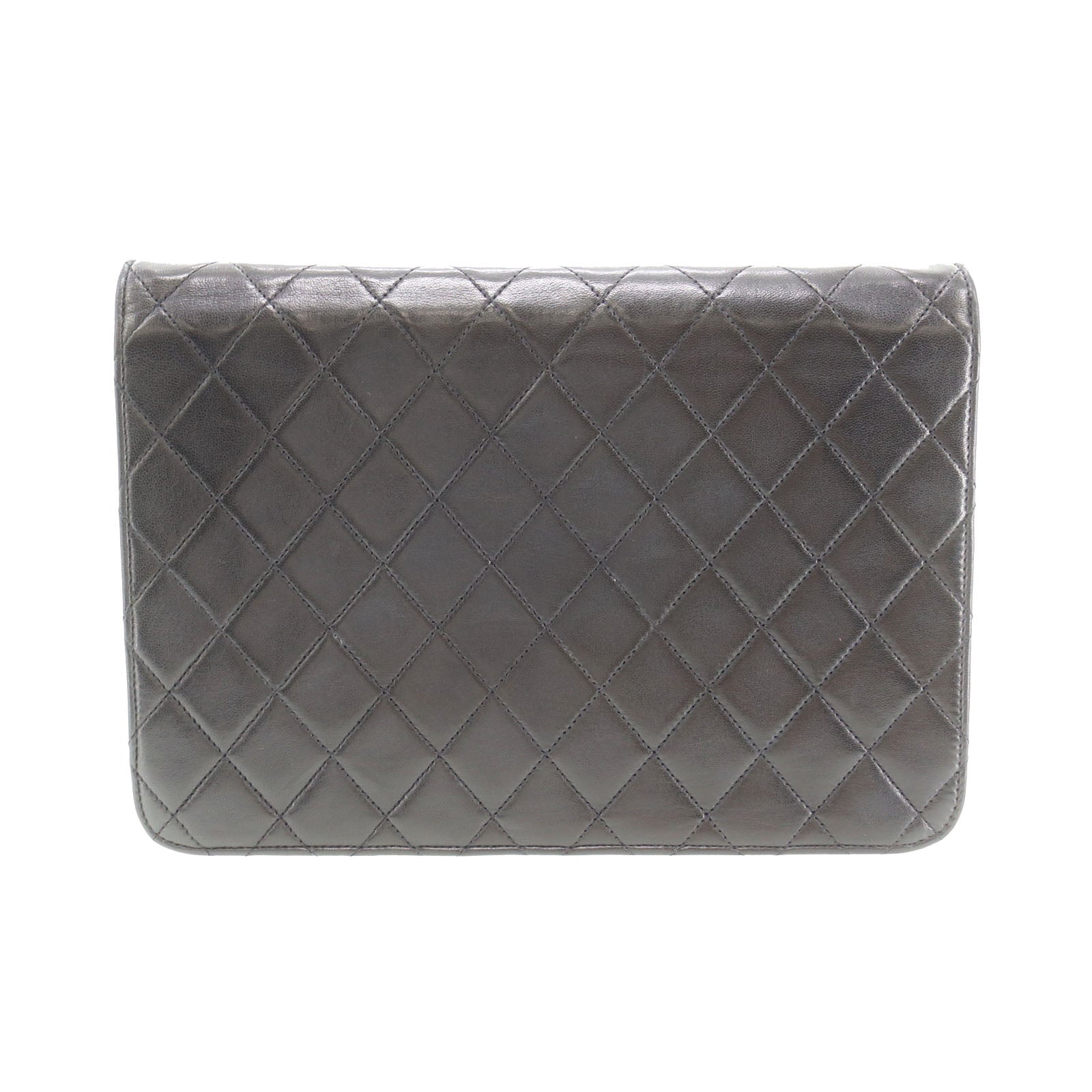 CHANEL Matelasse  Shoulder Bag Black Lambskin Leather #CN886