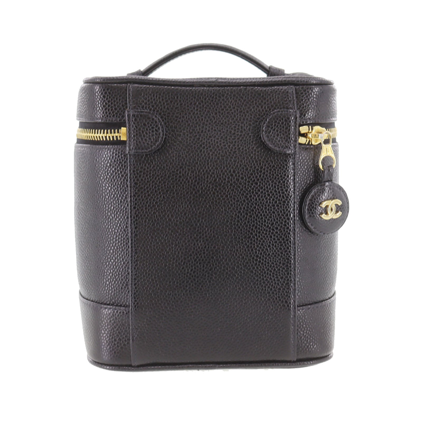 CHANEL CC Handbag Vanity Black Caviar Skin Leather #CK160