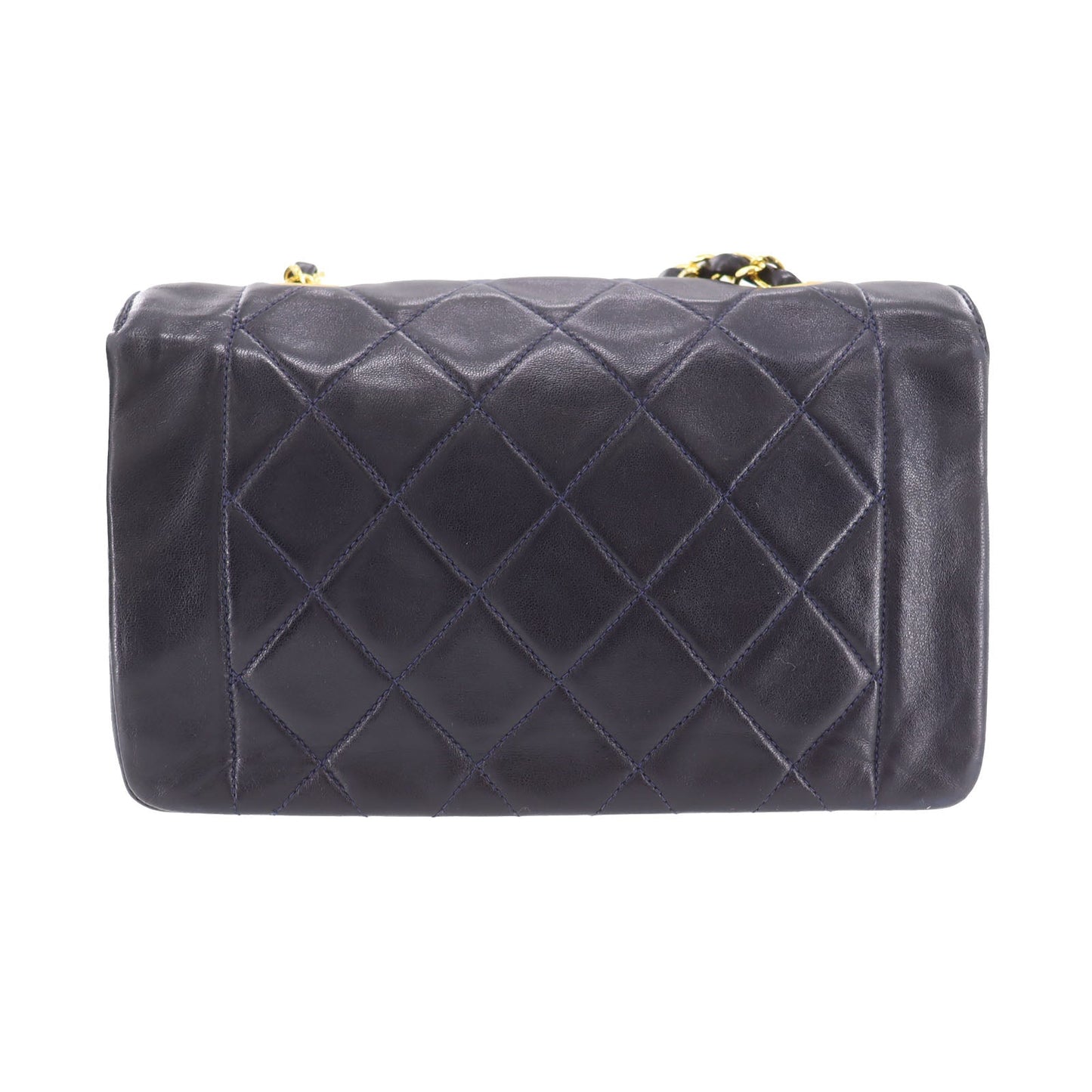CHANEL Diana Matelasse 22  Shoulder Bag Navy Lambskin   #CP684